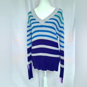 Women’s XL Striped V-Neck Sweater Y2K Bella Swan Gilmore Girls 2000’s‎ Girly Top